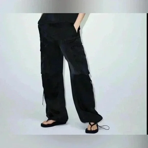 NWOT Zara satin black silk top and pant set - Picture 4 of 7